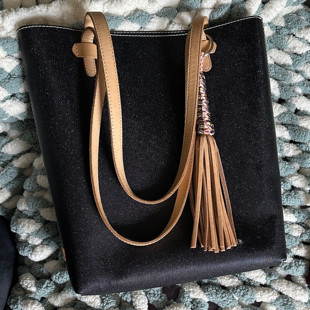 Consuela Diamond Everyday Tote with Tan Straps and Tassel Accent